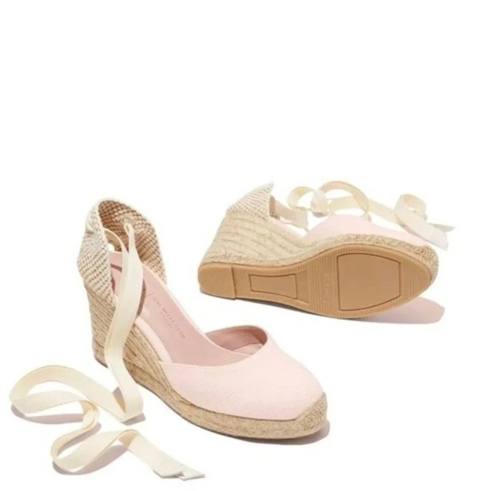 Margaux Gal Meets‎ Glam Pink Canvas Ribbon Tie Espadrille Wedges 43.5 EU/12.5 US